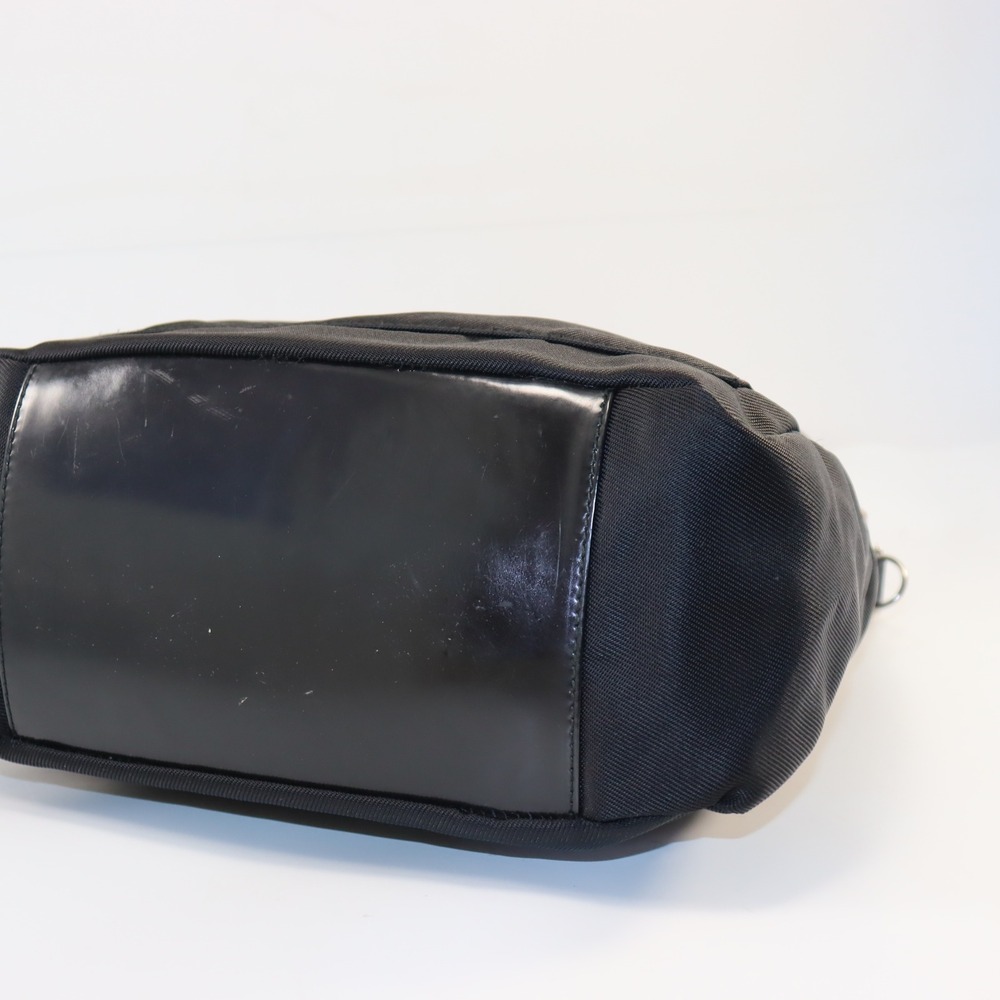Gucci Bamboo Handle Bag Womens Medium Black Nylon Vintage Designer Purse - Picture 3 of 6